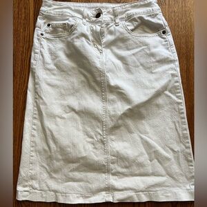 Boden white denim skirt